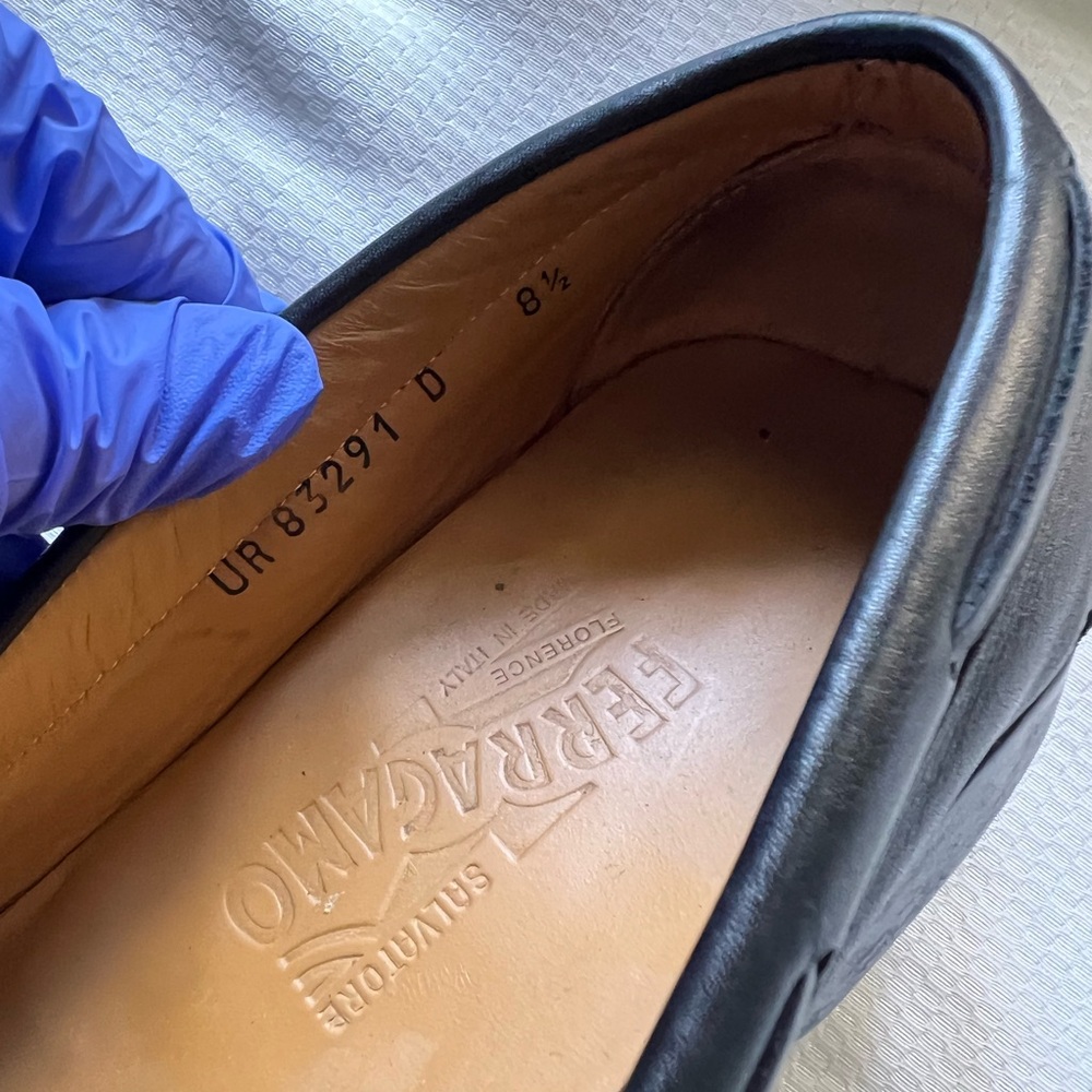 Salvatore Ferragamo Black Leather Slip-On Loafers - Picture 10 of 15